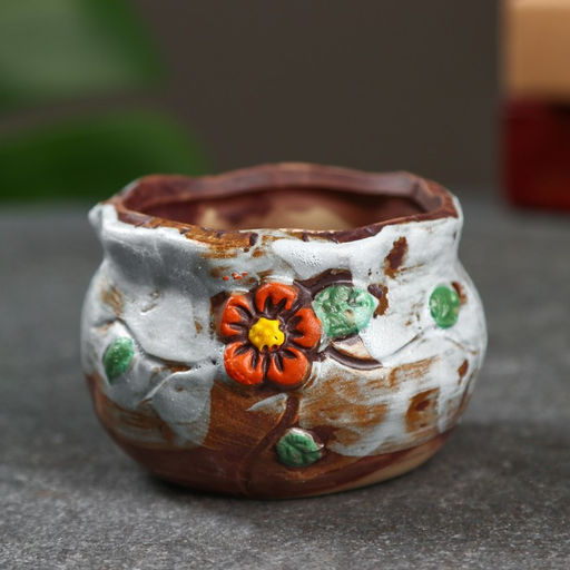 Цена за 2 шт. Горшок "Бочонок" 5х5х5см МИКС