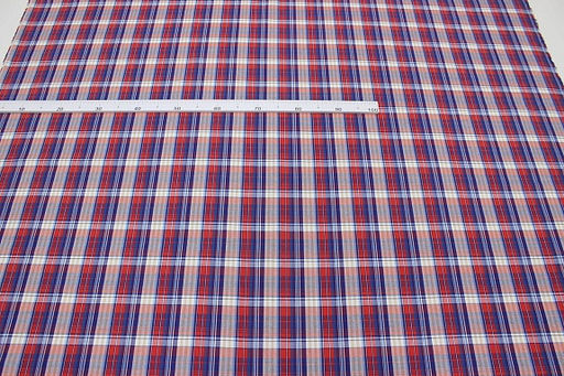 Пестрядь Клетка цв.красный/фиолетовый/белый, ш.1.5м, хлопок-100%, 150гр/м.кв - Купава фото 3