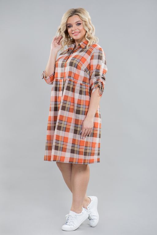 Платье 1175 рыжая клетка - Novita фото 3