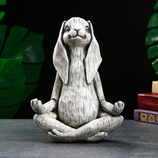 Фигура - подставка для мелочей «Заяц с лотосом», 20×16×43 см, античный