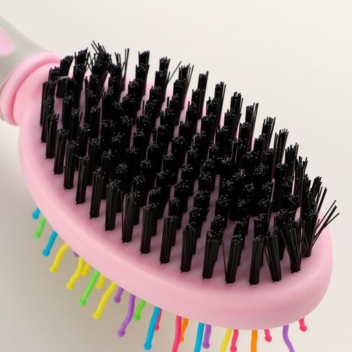 Двусторонняя щётка - расческа с волнистыми зубьями, средняя, 6 х 19 см, розовая - Пижон фото 4