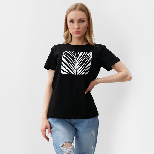 Футболка женская Let&apos;s go, чёрная, размер 44