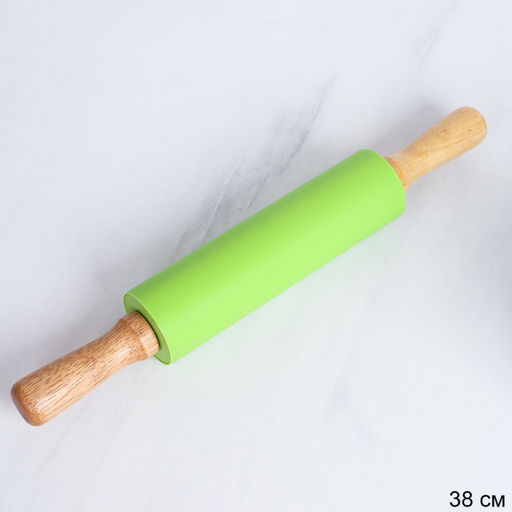 Скалка 38х19х5см силикон дерево / RM-950 /уп 72/ зеленый