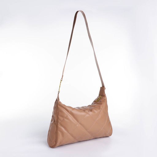 Сумка - мешок женская на молнии, 36×10×23 см, бежевая