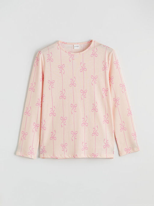 Fiyonk Bask?l? K?z ?ocuk Pijama Tak?m