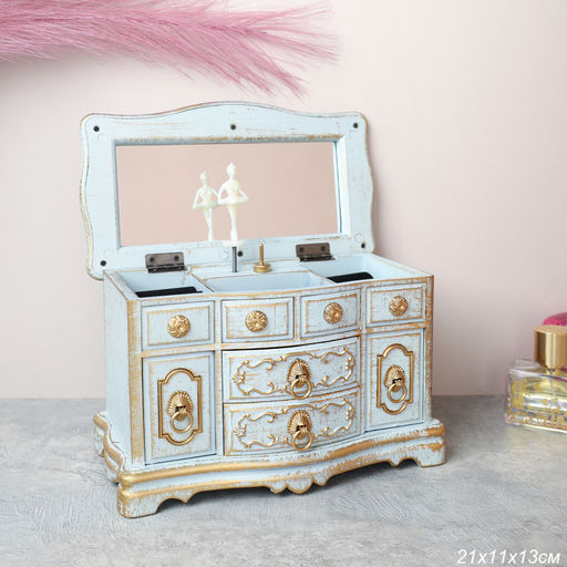 Шкатулка музыкальная 21х11х13 серо-голубая / 74-23 /уп 24/пластик - ГалеонТрейд фото 2