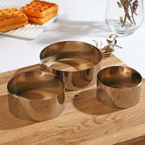 Формы для выкладки и выпечки KONFINETTA Круг, набор 3 шт., d=8 см, d=10 см, d=12 см, нержавеющая сталь, серебристый