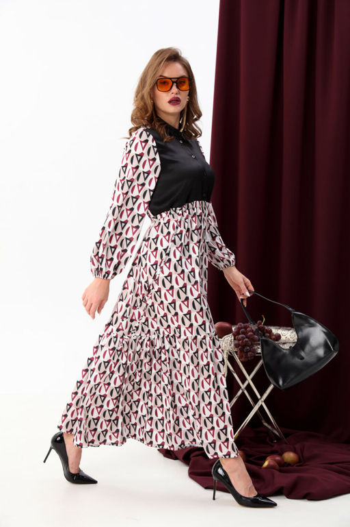 Платье NIKVA н939-3 ромбы бургунди фото 5