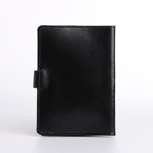 Обложка для паспорта на кнопке, чёрная