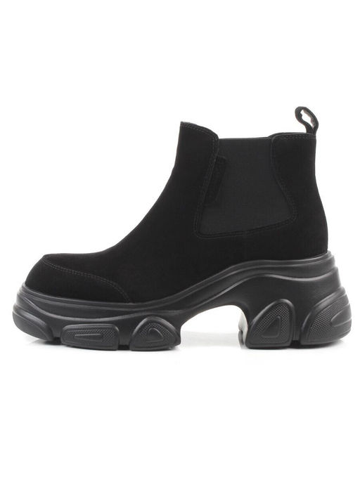 01-H23B-40B BLACK Ботинки демисезонные женские (натуральная замша, байка)