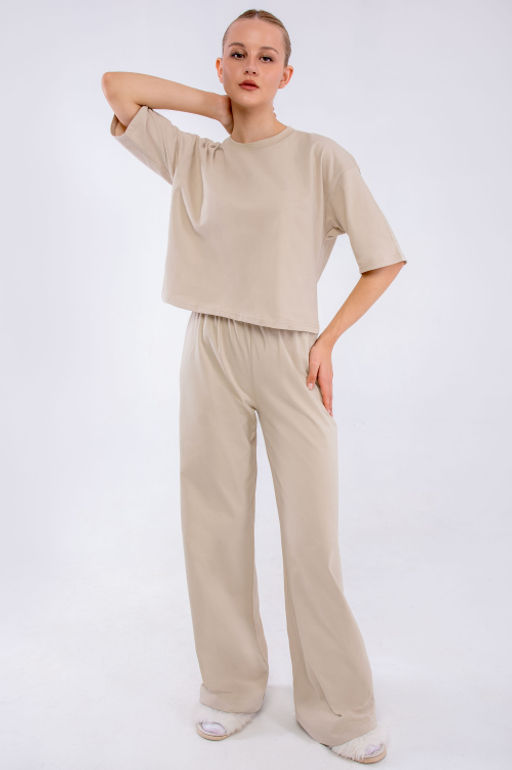 Арт. 10804/8 Домашний костюм с брюками 44-52 (5 шт) Цвет:бежевый