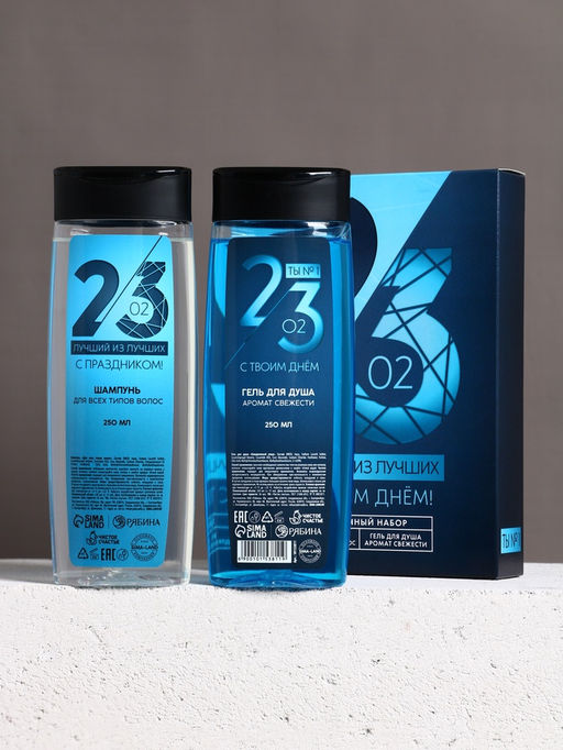 Подарочный набор 23 Февраля, гель для душа и шампунь для волос, 2?250 мл, HARD LINE  фото 2