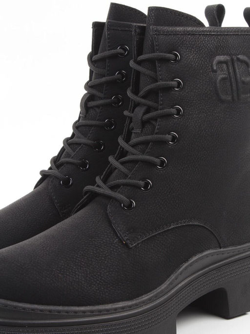 04-WD022-1M BLACK Ботинки зимние женские (натуральная кожа, 100% шерсть)