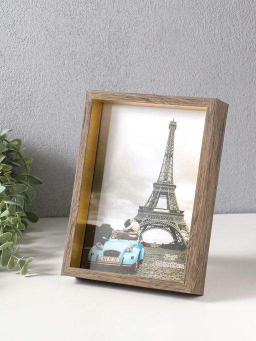 Фоторамка пластик 15х20 см "Ламберто" бежево-чёрный с золотом 21х16х3,5 см