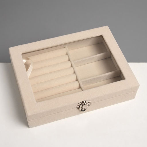 Шкатулка для украшений «Облако», 7 полос, 3 ячейки, 20×15×4.5, бежевая