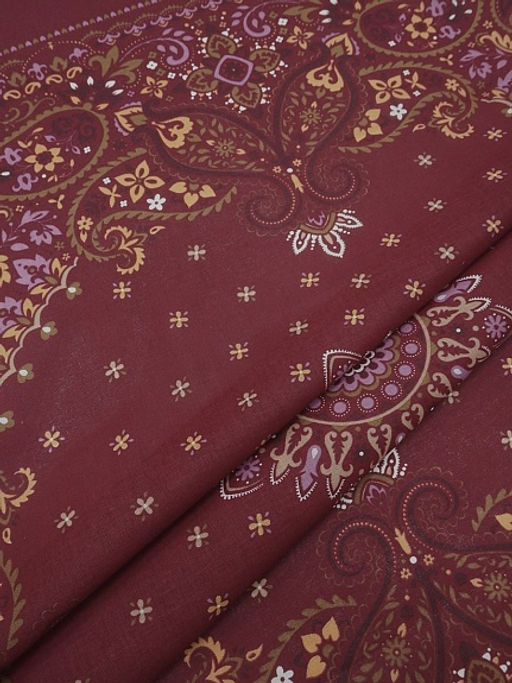 Ситец Восточные узоры (Гол. платок 0.95м*0.95м) цв.бордо, СОРТ2, ш.0.95м, хл-100%, раппорт 1.0м - Купава фото 7