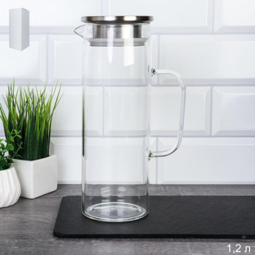 Цена за 1 шт. Кувшин 1200 мл / LCWJ6902 /уп 40/Металлическая крышка - ГалеонТрейд фото 3