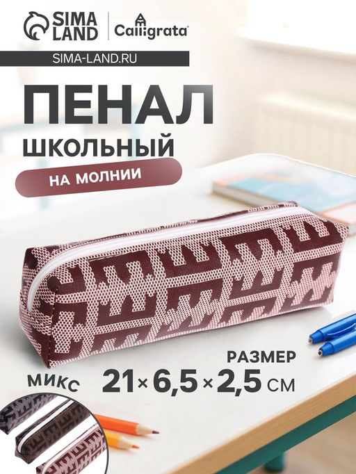 Цена за 11 шт. Пенал школьный на молнии Calligrata «Стиль», МИКС