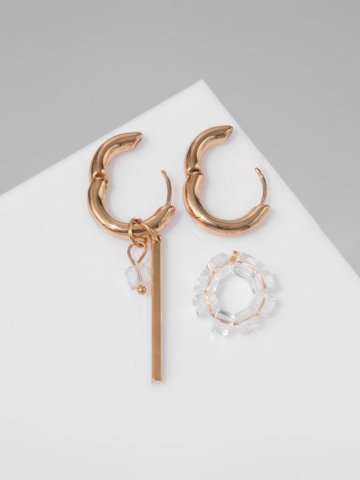 Серьги со съёмным элементом Трансформер круг, белые, золоте