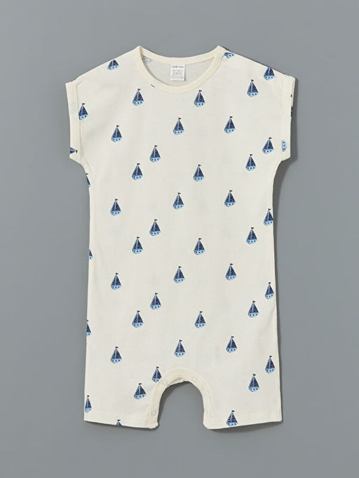 Bisiklet Yaka Bask?l? Erkek Bebek Tulum 2li