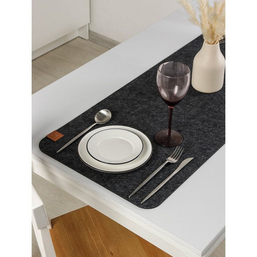 Дорожка на стол Доляна Грэй, 40150 см, толщина 4 мм, цвет тёмно-серый  фото 4