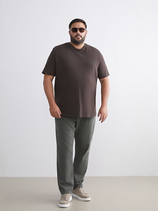 B?y?k Beden Bask?l? Penye Erkek Ti??rt