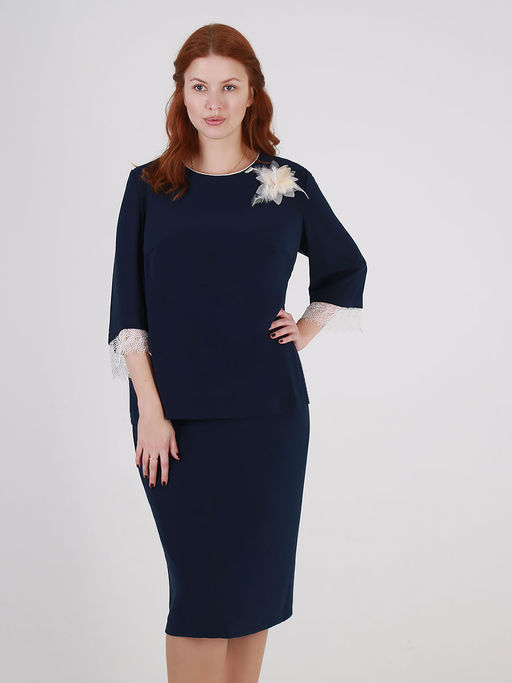 Костюм юбочный АНАСТАСИЯ Мак праздничный с брошью