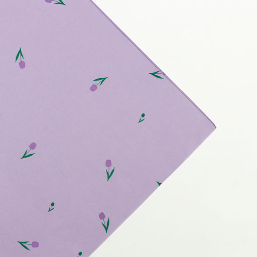 Цена за 10 шт. Бумага упаковочная тишью, Цветы, сиреневый, 50 см ? 70 см 17 грамм