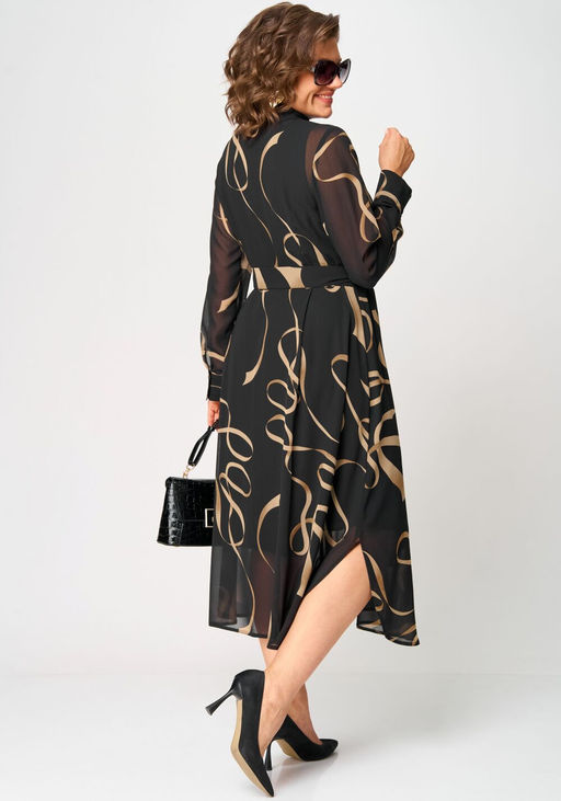 Платье EVA GRANT 7303 черный с принтом
