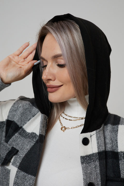 Рубашка женская в клетку с капюшоном РЖКК-01