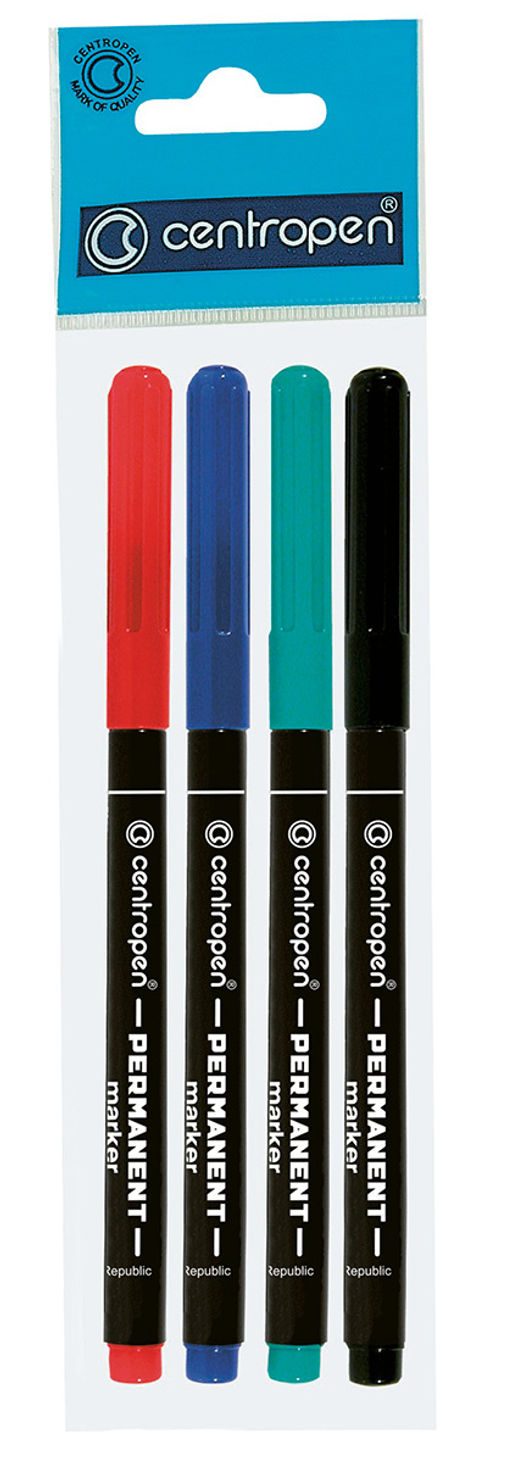 Centropen Набор маркеров PERMANENT 1 мм 4 цв. перо круглое 2536/4 ассорти