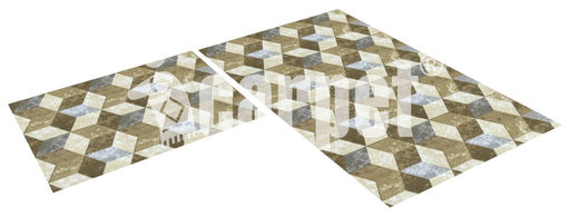 Набор ковриков вырезных icarpet PRINT антискользящих (141) "3D Куб" 60х100+60х50 серо-бежевый