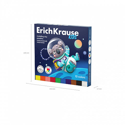 АКЦИЯ Цена за 1 шт. Пластилин классический ErichKrause Kids Space Animals 10 цветов со стеком, 180 г (в коробке 10 шт)  фото 6