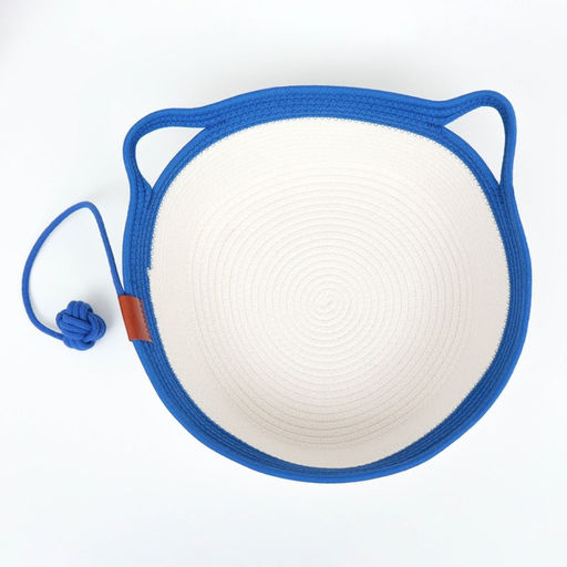 Экологичный лежак для животных (хлопок+рогоз), 45 х 37 х 16 см, вес до 25 кг, бело-синяя - Пижон фото 5