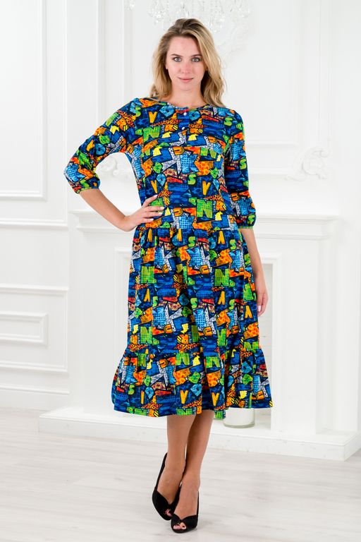 Платье женское из кулирки Амина яркие буквы - Амадэль фото 5