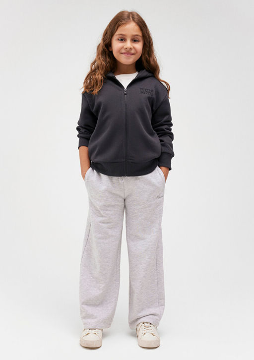 Mavi Logo Bask?l? Kapusonlu Antrasit Sweatshirt