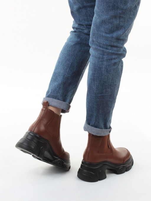 01-H23B40MB BROWN Ботинки демисезонные женские (натуральная кожа, байка)