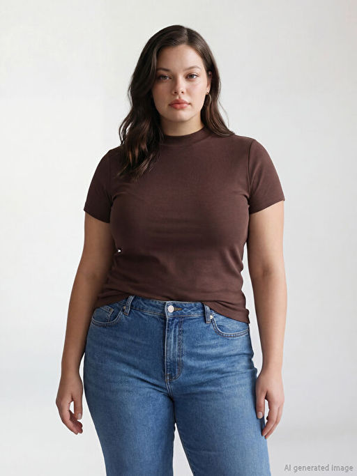 Bisiklet Yaka Kad?n Ti??rt