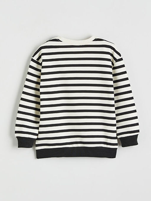 Bisiklet Yaka ?izgili Erkek ?ocuk Kal?n Sweatshirt