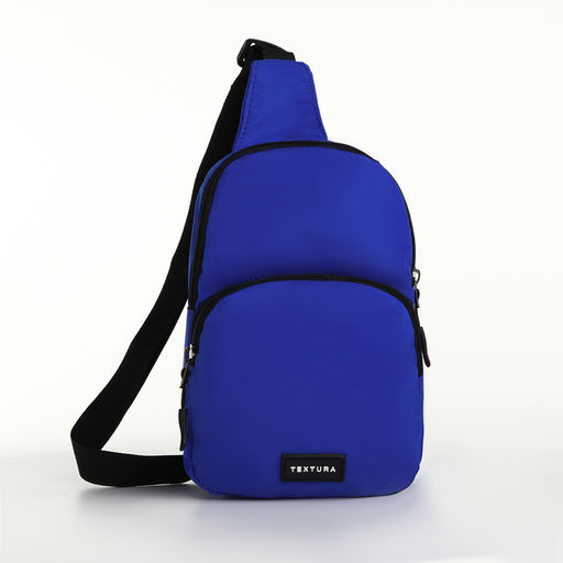 Сумка-слинг на молнии TEXTURA, наружный карман, синяя
