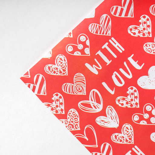 Цена за 10 шт. Бумага упаковочная крафтовая «With love», фон красный, 50 х 70 см