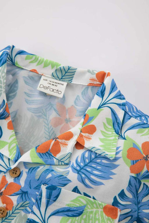 Рубашка из вискозы с короткими рукавами для маленьких мальчиков - Defacto фото 2