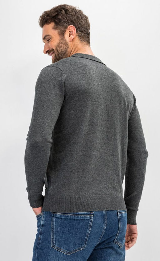 Джемпер мужской с отложным воротником и планкой на пуговицах F221-15-22021 темно-серый меланж - Fine joyce фото 7