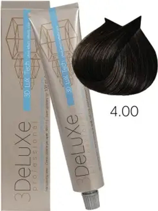 Краска для волос 4.00 3DELUXE PROFESSIONAL НАСЫЩЕННЫЙ КАШТАНОВЫЙ, 100мл