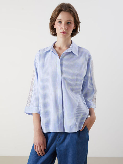 ?izgili Dantel Detayl? Kad?n G?mlek