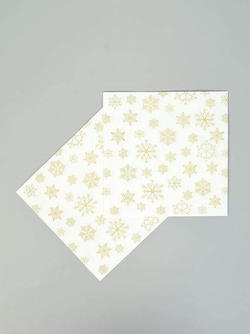 Цена за 2 шт. Салфетки новогодние бумажные Золотые снежинки, 3 слоя, 33?33 см, 20 шт.