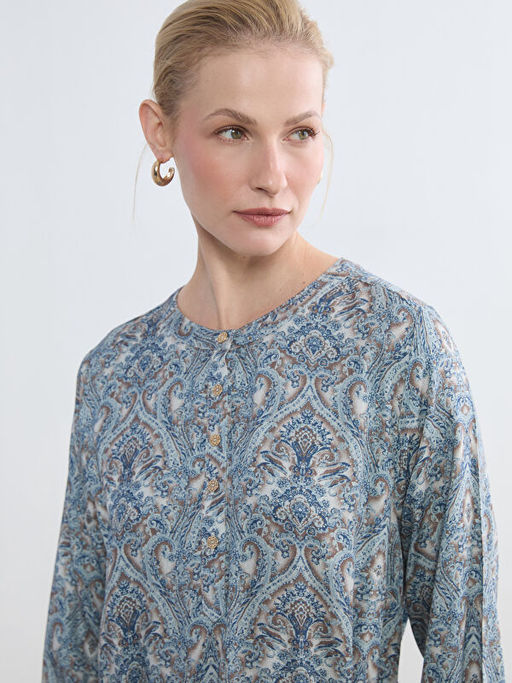 Bisiklet Yaka Desenli F?rf?rl? Elbise