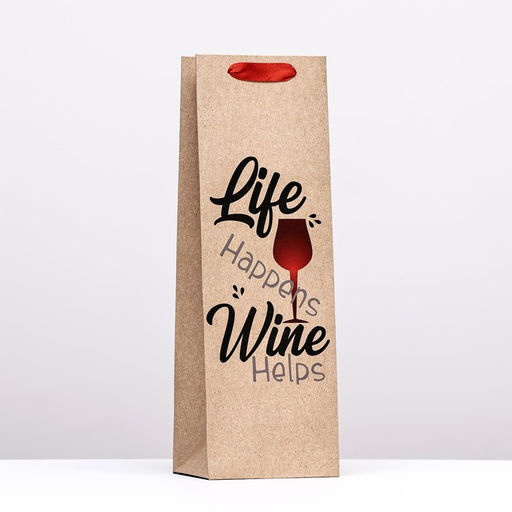 Пакет под бутылку Wine helps, 12 x 36 x 9 см