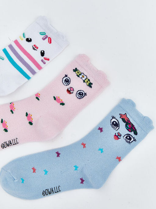 Gabbys Dollhouse Desenli K?z ?ocuk Soket ?orap 3l?