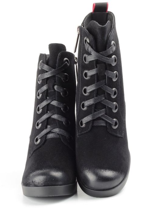 04-R180-1 BLACK Ботинки зимние женские (натуральная замша, натуральный мех) - Фабричный китай фото 16